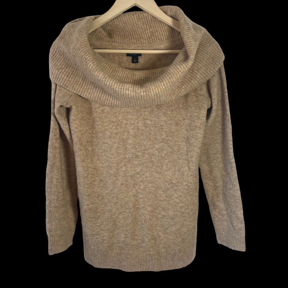 Ann Taylor‎ Factory Tan Cowl Neck Sweater Sz M